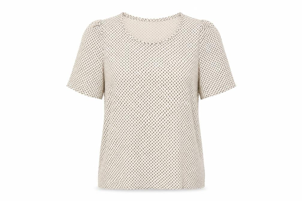 H&M Women's Beige Geometric T-Shirt Crew Neck S