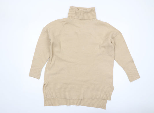 Brave Soul Women's Beige Roll Neck Jumper Size 8