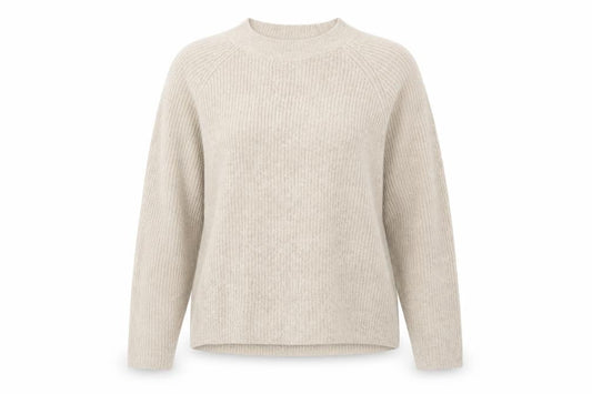 Front view of ASOS Women's Beige Crew Neck jumper, size 8