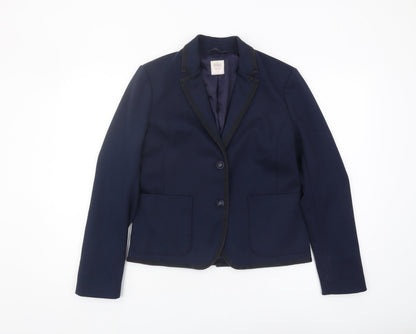 Gap Women Blue Blazer UK 10 Single-Breasted Regular Fit