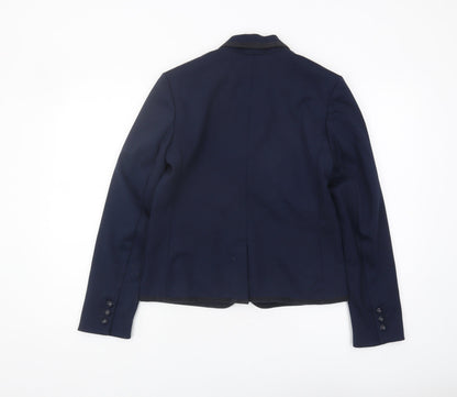 Gap Women Blue Blazer UK 10 Single-Breasted Regular Fit