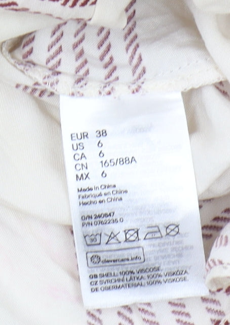 H&M Women's Ivory Geometric Blouse Size 10 Casual