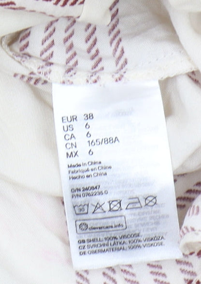 H&M Women's Ivory Geometric Blouse Size 10 Casual