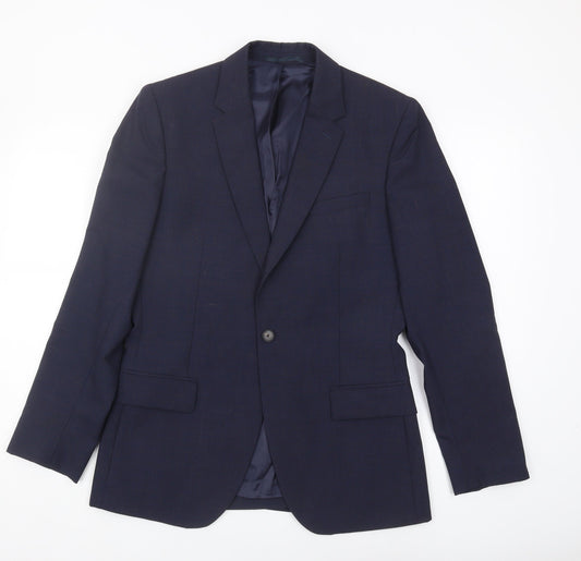 Reiss Men's Blue Slim Fit Blazer, Size 38, Business Jacket