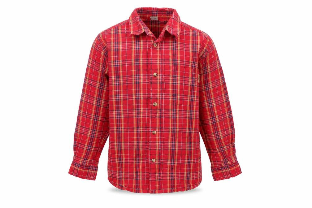 Adams Boys Red Plaid Button-Up Shirt, 8 Years - Casual Style