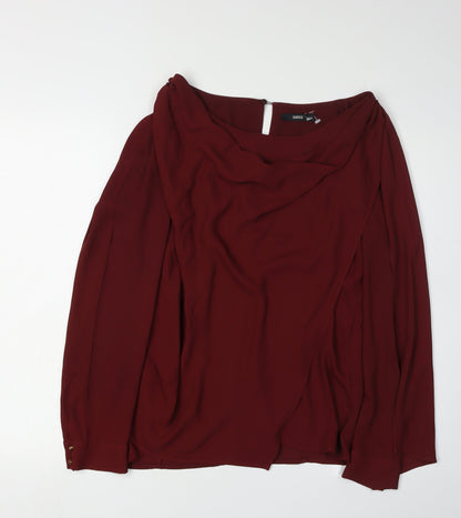 Oasis Women's Red Cowl Neck Blouse Size 10