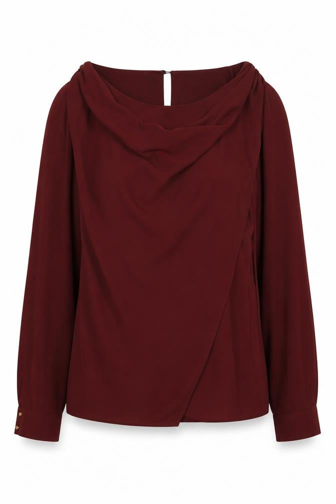 Oasis Women's Red Cowl Neck Blouse Size 10