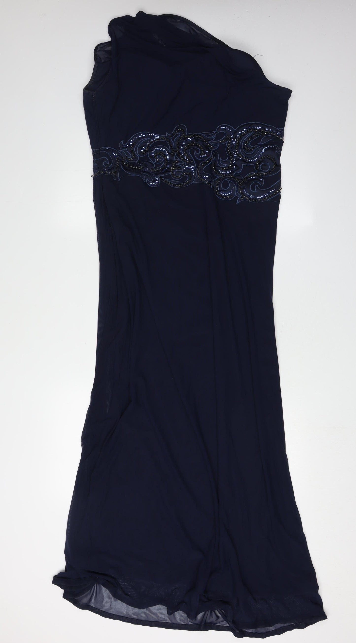 Lipsy Women’s Blue Long Beaded One Shoulder Dress
