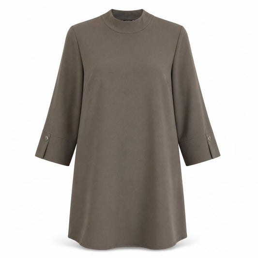 Zara Women's Brown 3/4 Sleeve Mock Neck Dress S