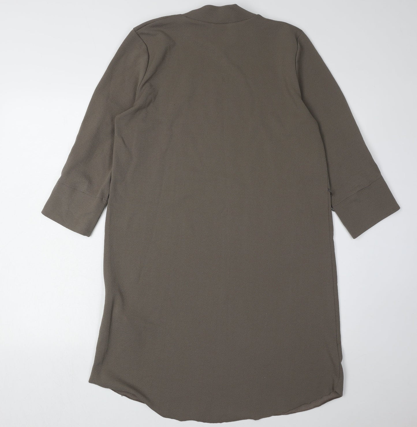 Zara Women's Brown 3/4 Sleeve Mock Neck Dress S