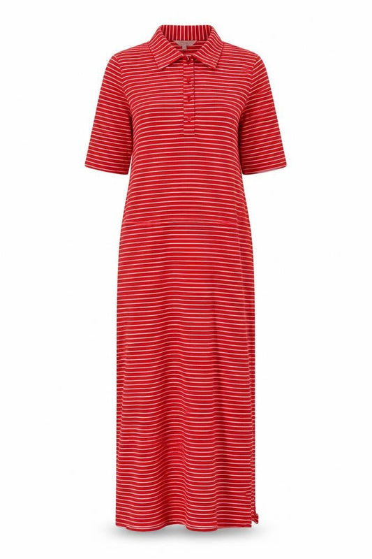 Next Women Red Striped Midi Shirt Dress Size 10T