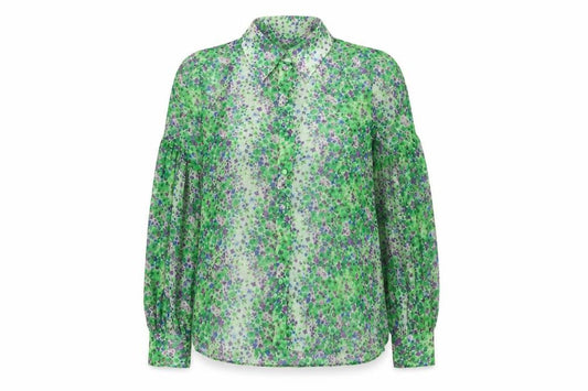 River Island Women's Green Floral Blouse, Size 8