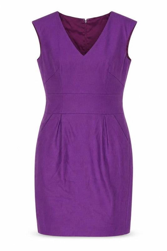 Hobbs Women's Purple Sheath Dress Size 12 V-Neck Classic