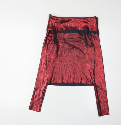 Zara Women's Red Long Sleeve Top - Size M