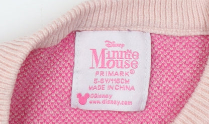 Preloved Primark Girls Pink Minnie Mouse Pullover Jumper 5-6 Years - Detail