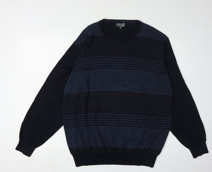 Wolsey Men's XL Black Crew Neck Striped Pullover Jumper
