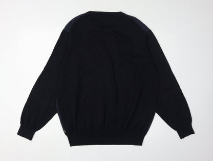 Wolsey Men's XL Black Crew Neck Striped Pullover Jumper