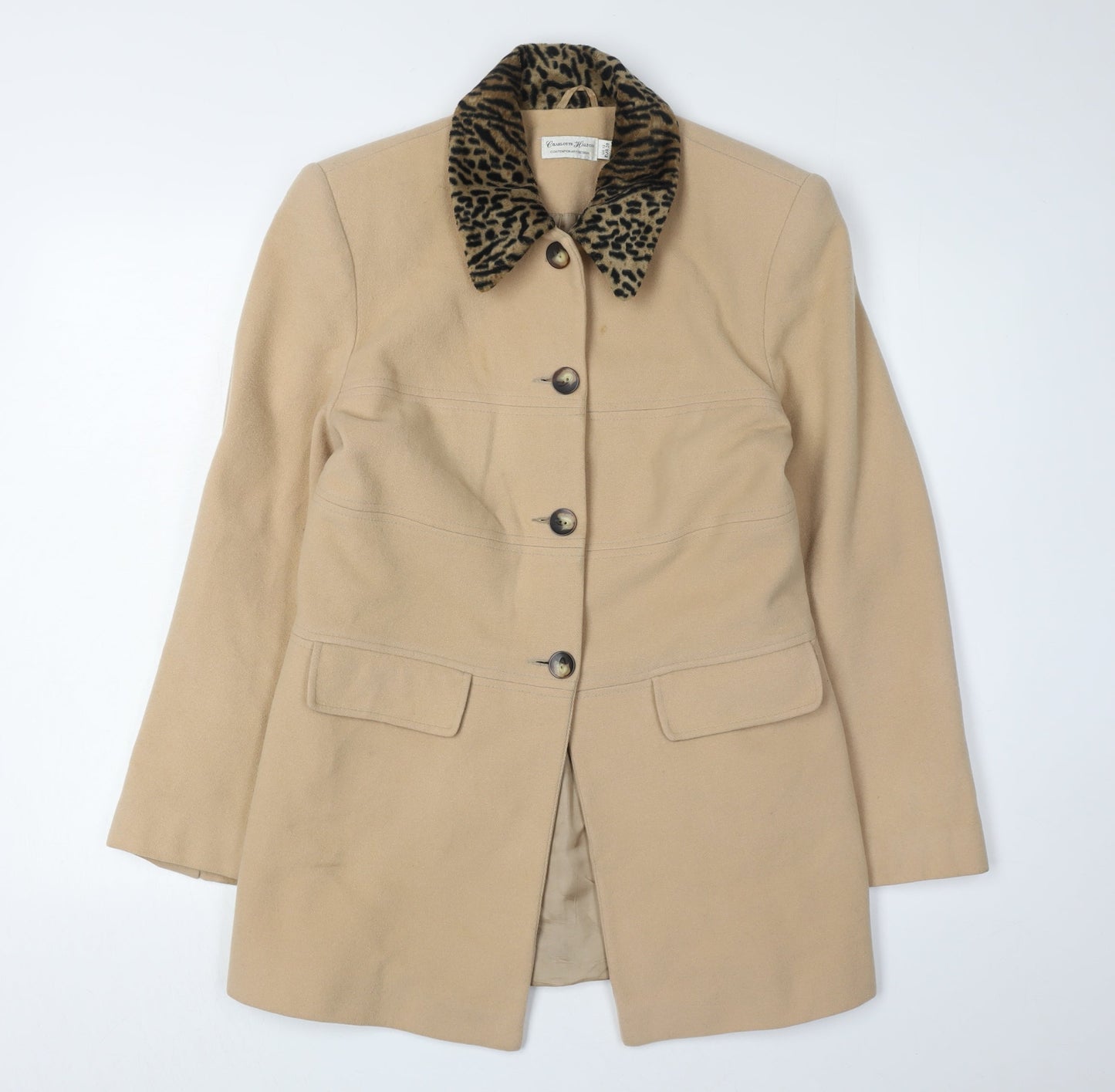 Charlotte Halton Women's Beige Wool Overcoat UK 12
