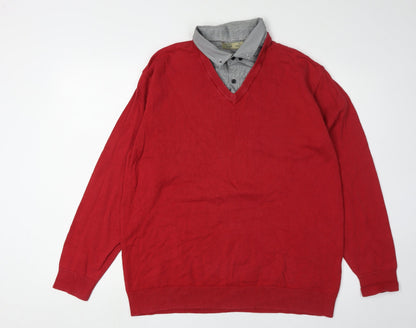 Next Men's XL Red V-Neck Pullover Jumper