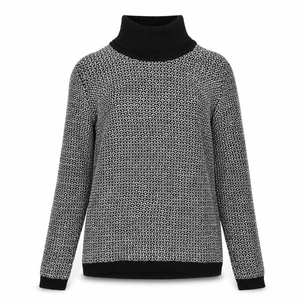 Karen Scott Women's Black Roll Neck Cotton Jumper