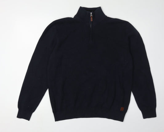 Next Men's Black S Full Zip Jumper High Neck