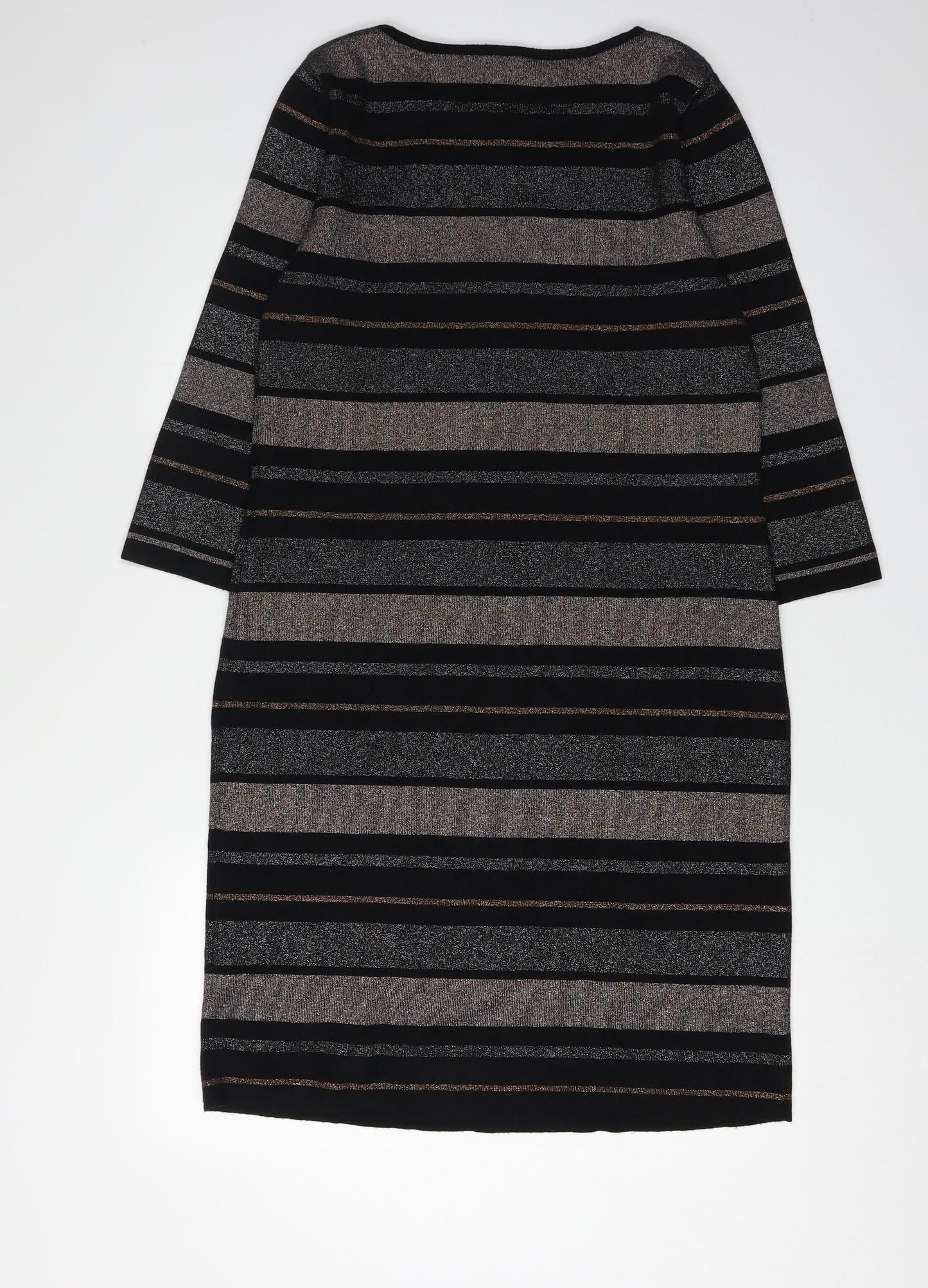 M&Co Women's Black Striped Sheath Dress Size 14