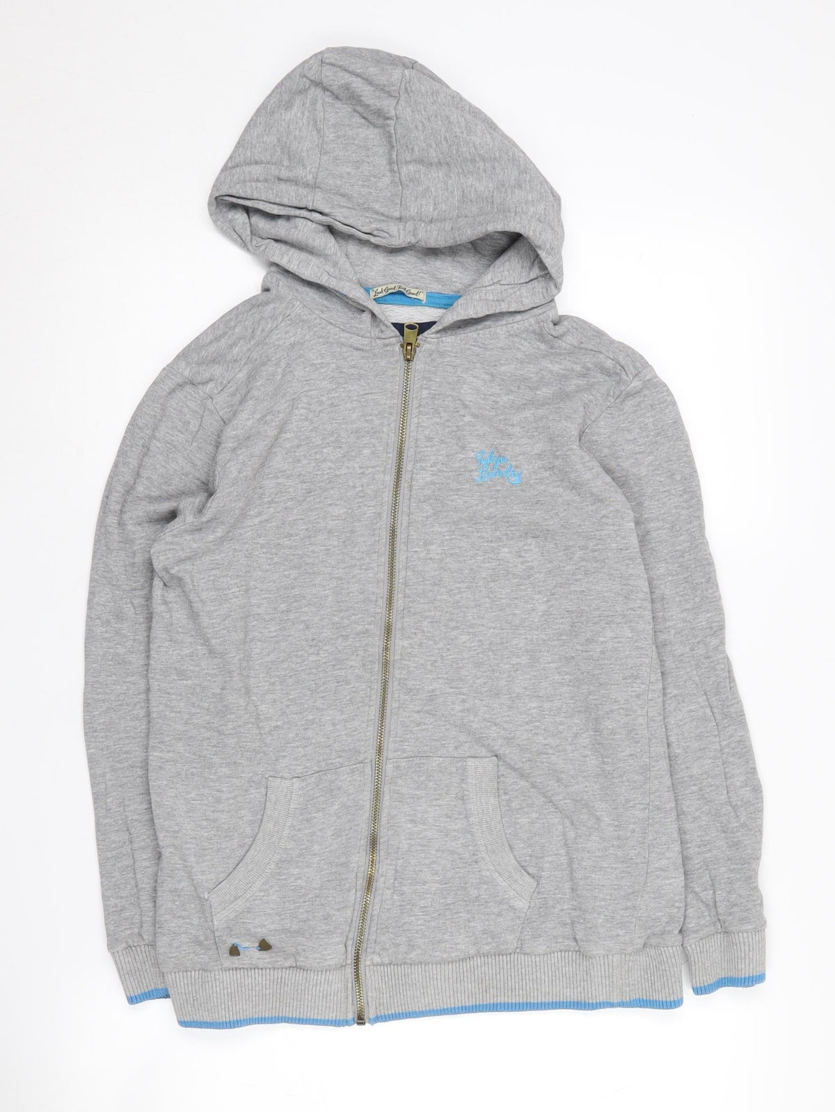 Additional front view of Tokyo Laundry boys’ grey full zip hoodie 13 years