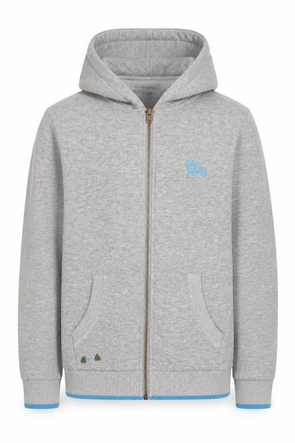 Front view of Tokyo Laundry boys’ grey full zip hoodie 13 years