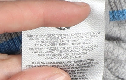 Close-up detail of Tokyo Laundry boys’ grey full zip hoodie 13 years