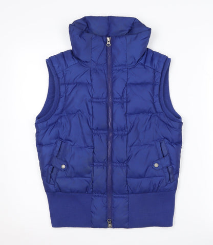Additional front view of FatFace boys’ blue puffer jacket 12 years sleeveless zip