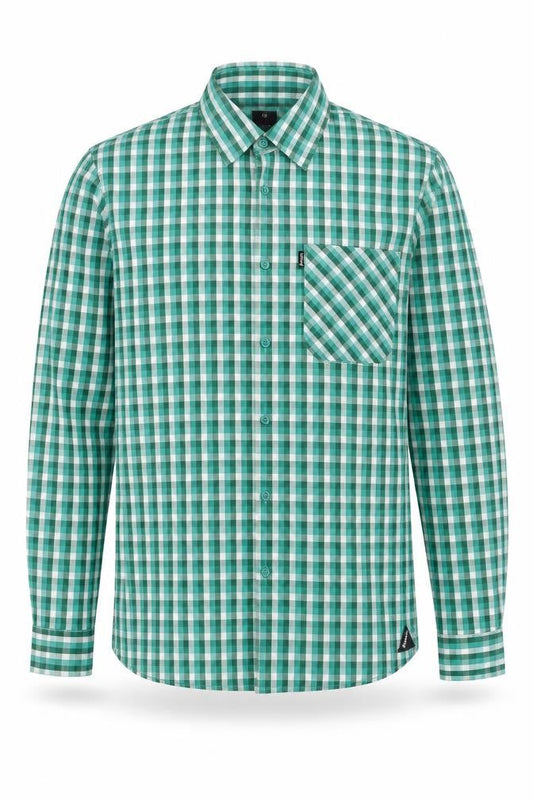 Bench Men's Green Check Long Sleeve Shirt L