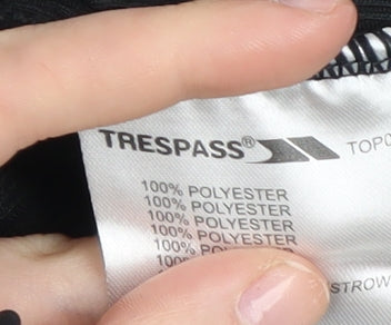 Close-up detail of Trespass boys’ black sweatshirt 2-3 years