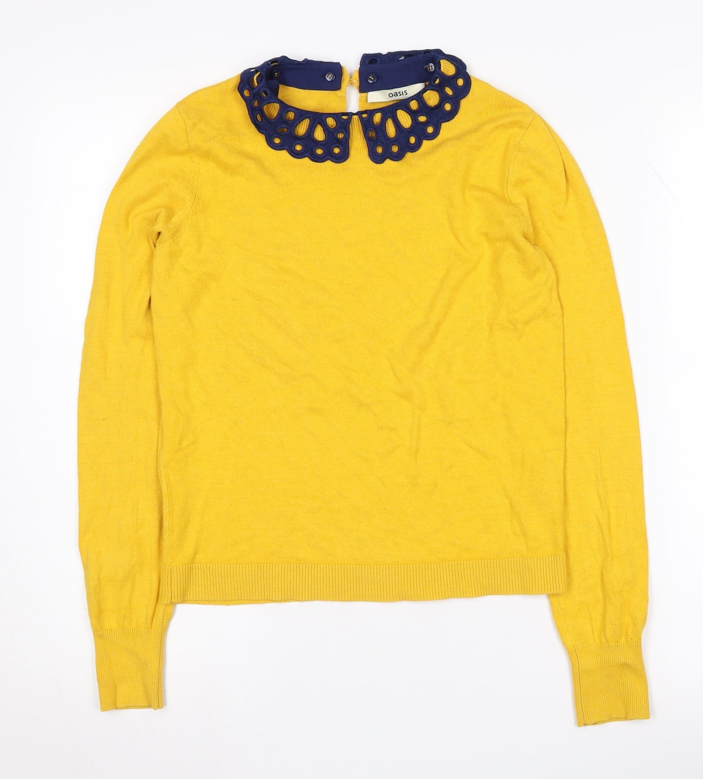 Oasis Women's Yellow Collared Pullover Jumper - S