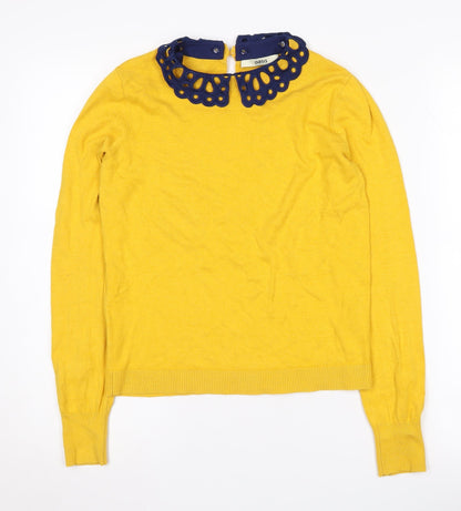 Oasis Women's Yellow Collared Pullover Jumper - S