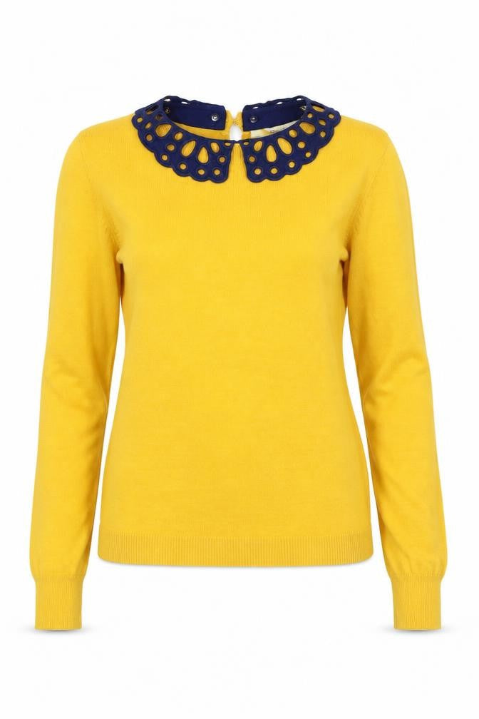 Oasis Women's Yellow Collared Pullover Jumper - S