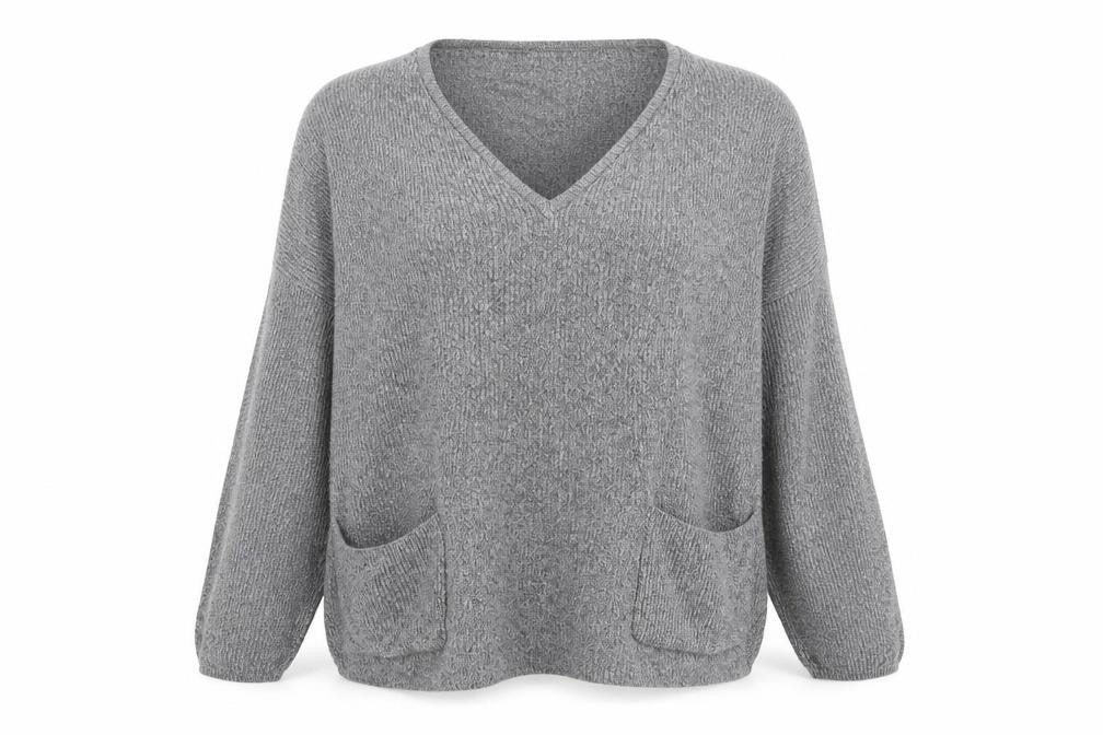 BDG Women's Grey V-Neck Knit Jumper - Size L