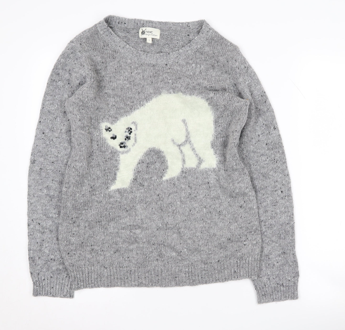 Next Women's Grey Animal Knit Pullover Jumper Size 10