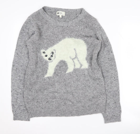 Next Women's Grey Animal Knit Pullover Jumper Size 10