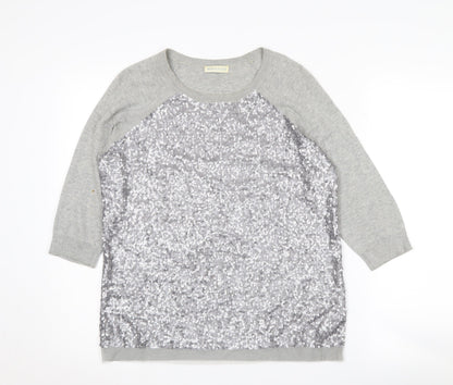 Whistles Women's Grey Sequin Pullover Jumper Size 2