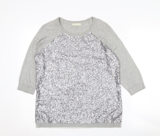 Whistles Women's Grey Sequin Pullover Jumper Size 2