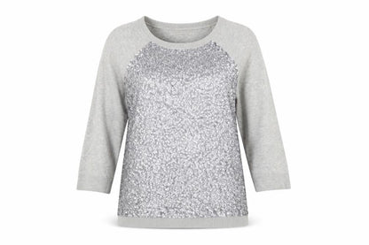 Whistles Women's Grey Sequin Pullover Jumper Size 2