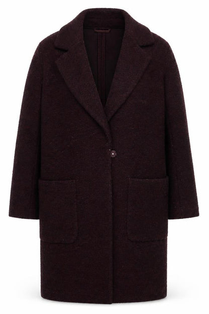 H&M Women's Purple Long Wool Overcoat, Size S, Casual Style