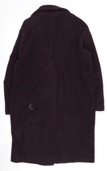 H&M Women's Purple Long Wool Overcoat, Size S, Casual Style