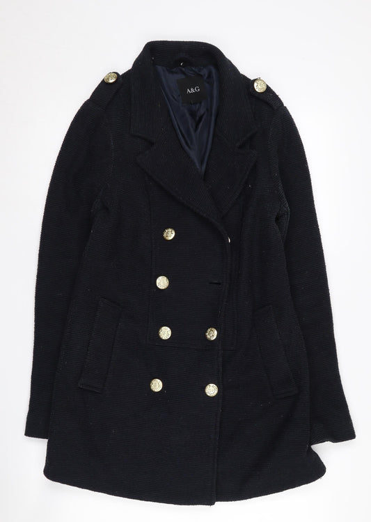 A&G Women's Black Wool Blend Pea Coat Size S