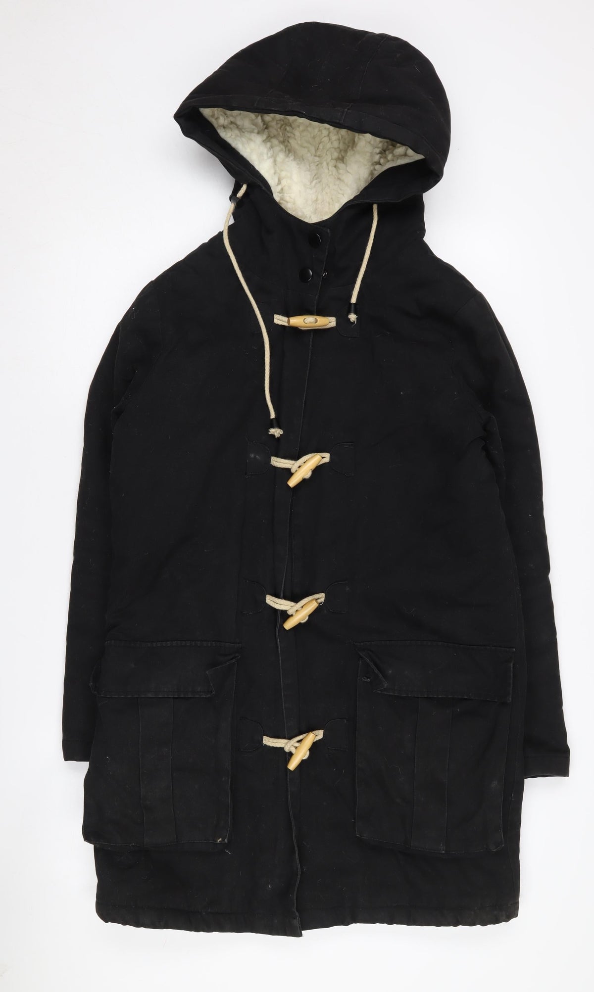 BDG Women's Black Toggle Long Coat S Casual