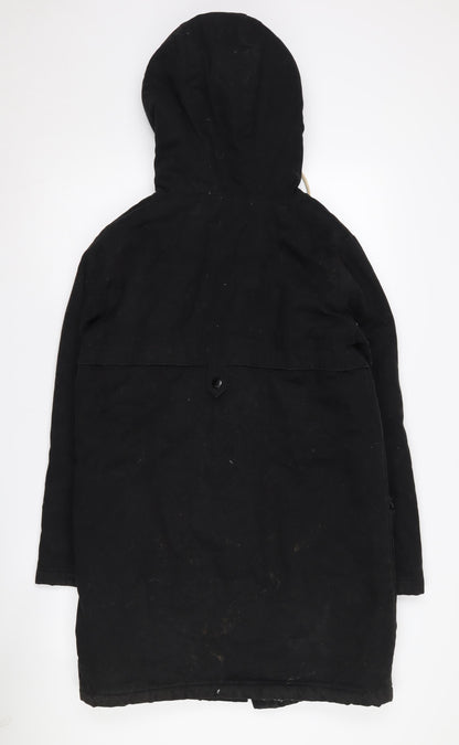 Back view of BDG Women's Black Toggle Long Coat S Casual