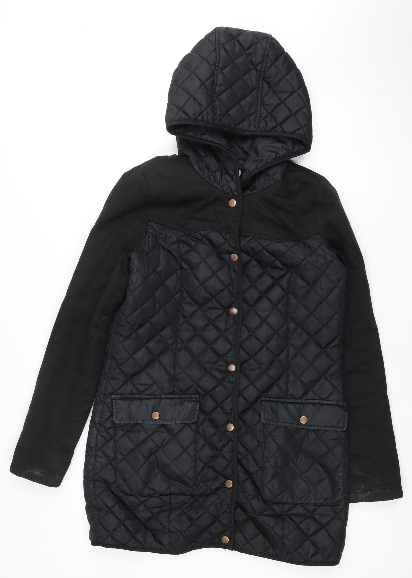 Vero Moda Women's Black Quilted Hooded Jacket S