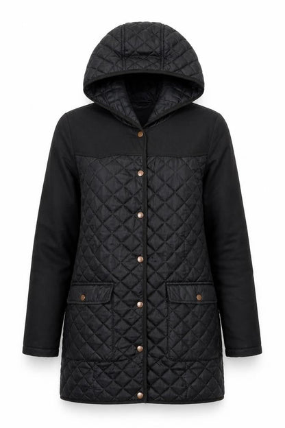 Vero Moda Women's Black Quilted Hooded Jacket S