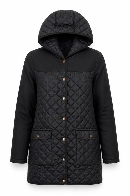 Vero Moda Women's Black Quilted Hooded Jacket S