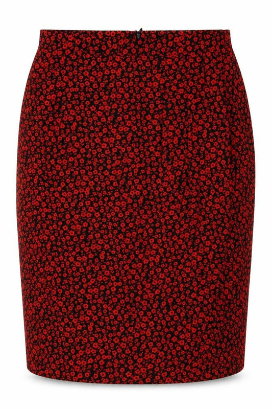 Hush Women's Red Floral Knee Length Pencil Skirt